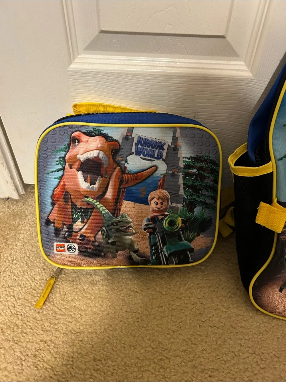 New Jurassic World Dinosaur‎ Tracker Kids Backpack & Lunch Bag - Blue/Yellow